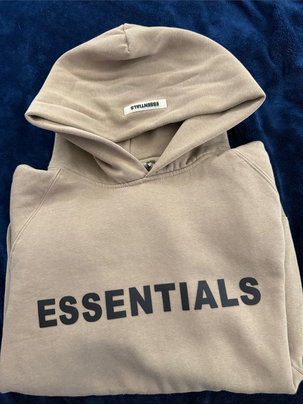 ESSENTIALS Men’s Taupe Logo Pullover Hoodie - Picture 7 of 7